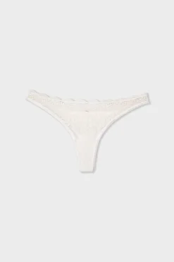 Online ETAM Tanga de encaje CRUDO