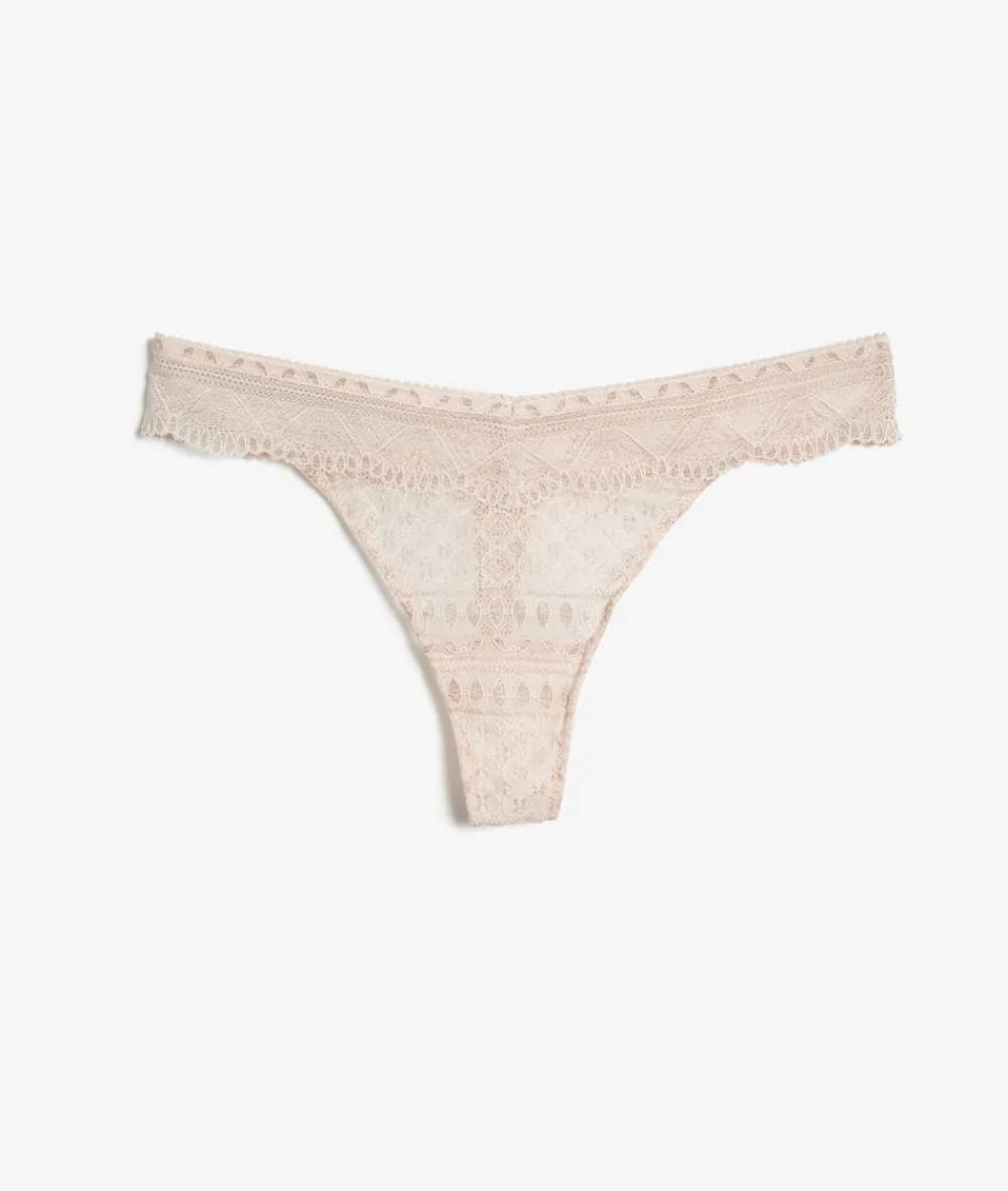 ETAM Tanga de encaje ROSA PÁLIDO