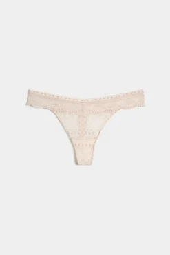 ETAM Tanga de encaje ROSA PÁLIDO