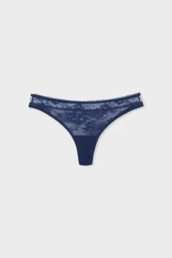 Discount ETAM Tanga de encaje marino