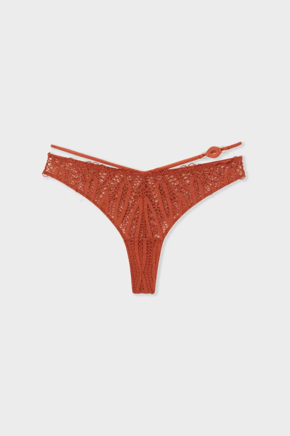 ETAM Tanga de encaje MARRÓN