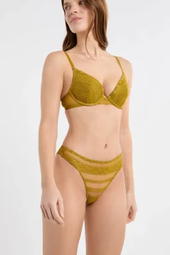 Best ETAM Tanga de encaje AMARILLO &Aacute;CIDO