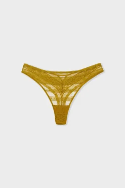 Best ETAM Tanga de encaje AMARILLO &Aacute;CIDO
