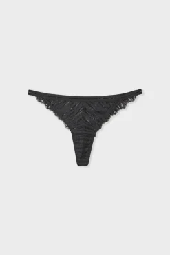 Hot ETAM Tanga de encaje NEGRO