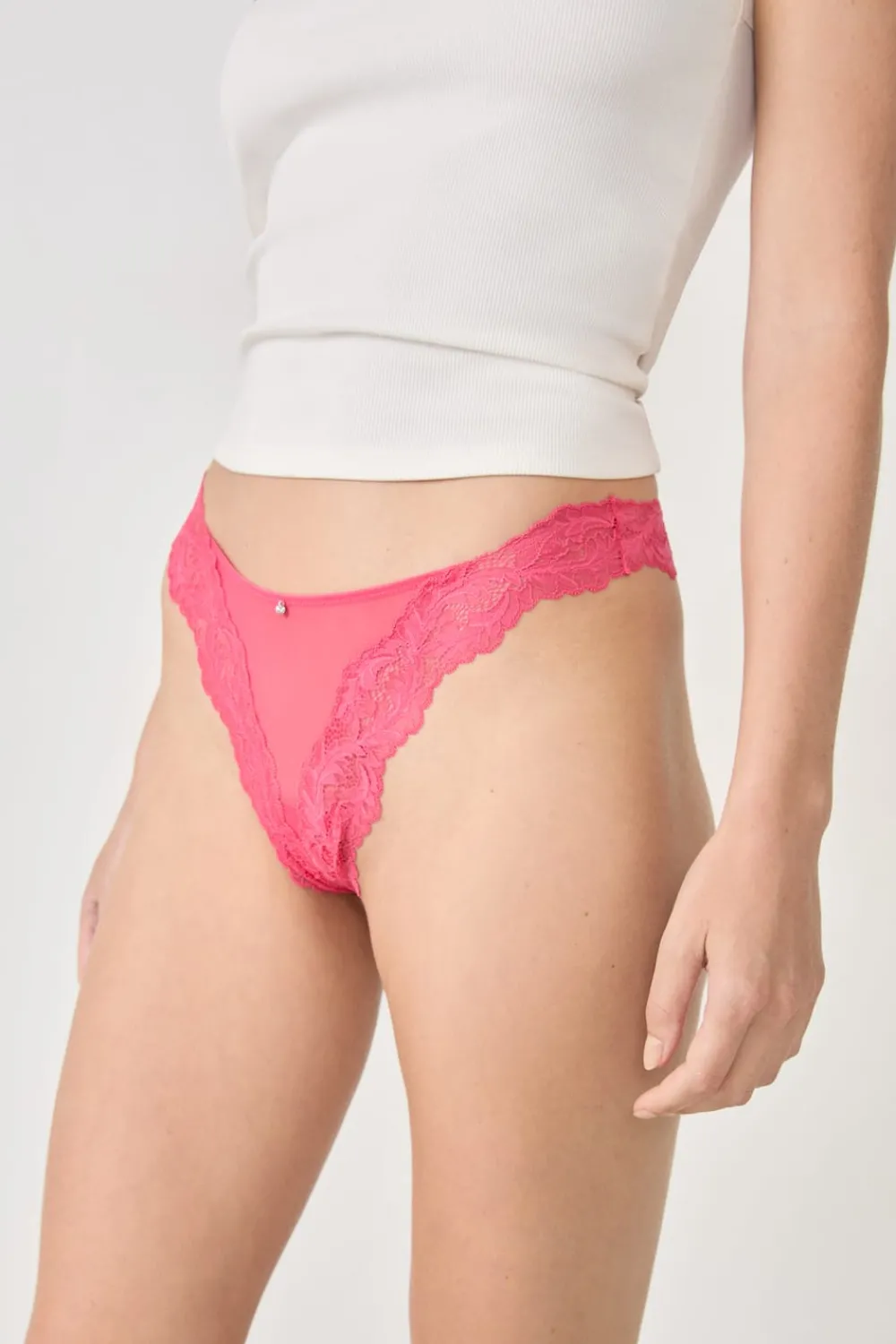 New ETAM Tanga de encaje ROSA CHICLE