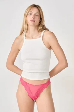 New ETAM Tanga de encaje ROSA CHICLE
