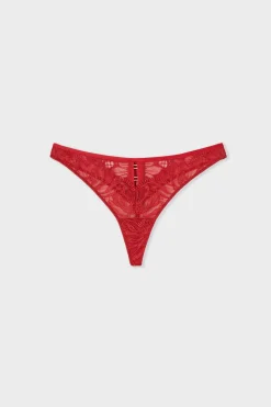 Online ETAM Tanga de encaje ROJO