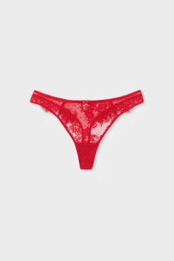 Hot ETAM Tanga de encaje ROJO