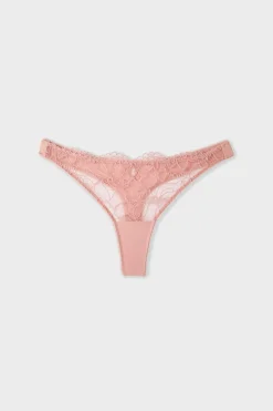 Hot ETAM Tanga de encaje ROSA EMPOLVADO