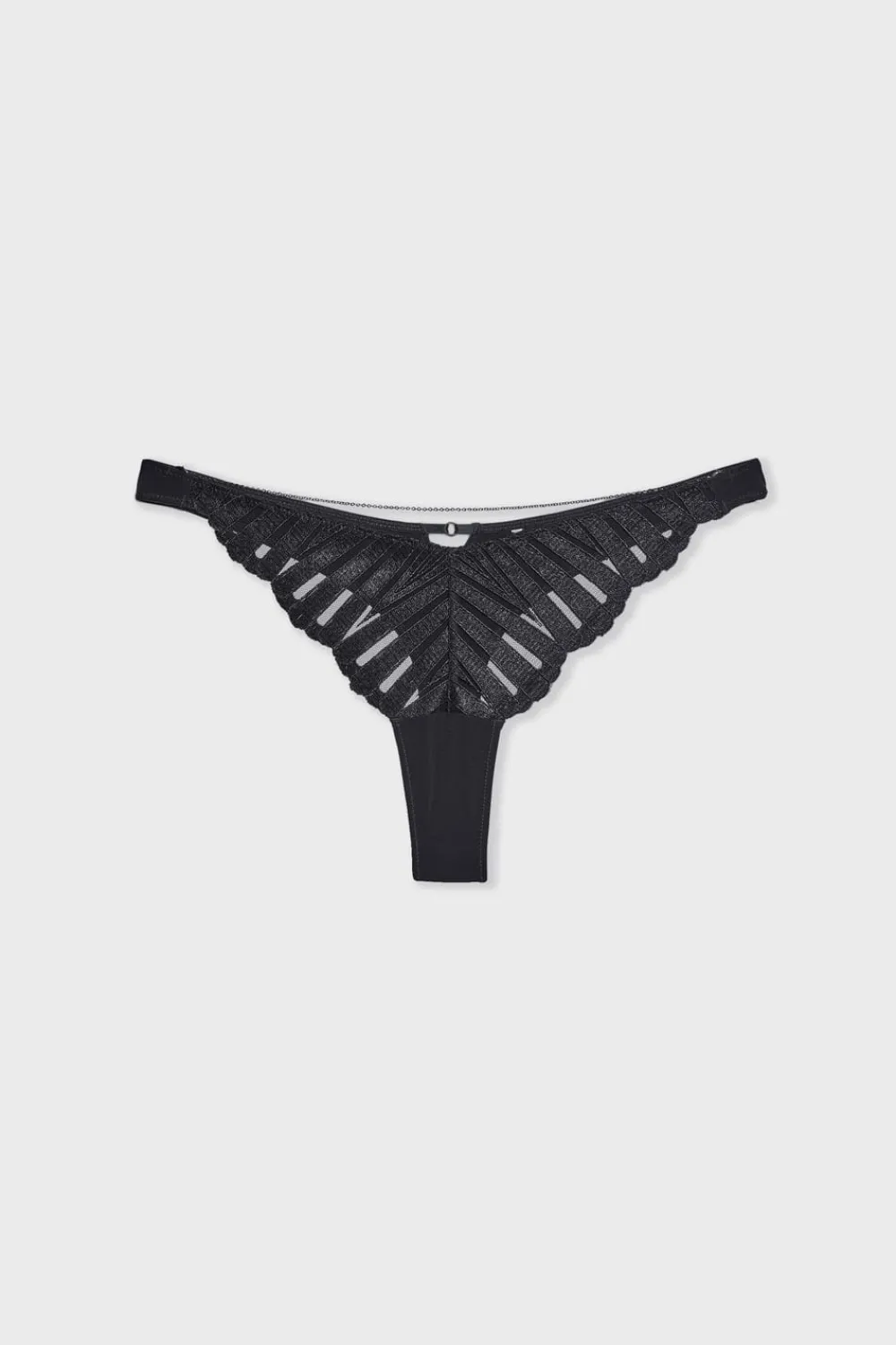 Best ETAM Tanga de encaje con detalles de bisutería NEGRO