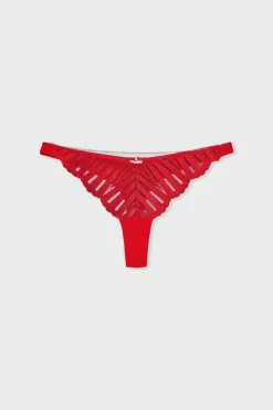 Outlet ETAM Tanga de encaje con detalles de bisutería ROJO