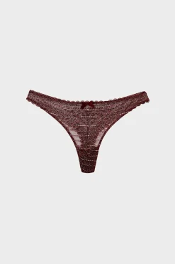 Hot ETAM Tanga de encaje con hilo brillante BURDEOS GRANATE