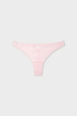 ETAM Tanga de encaje con motivos de corazones ROSA
