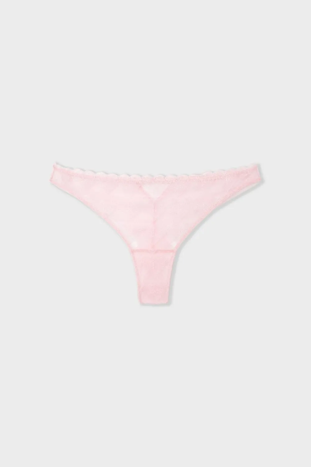 ETAM Tanga de encaje con motivos de corazones ROSA