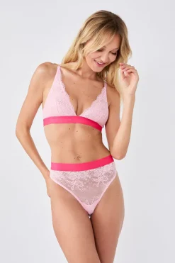Clearance ETAM Tanga de encaje x Lemonade Dolls ROSE POUDRE