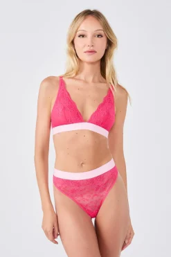Best ETAM Tanga de encaje x Lemonade Dolls FUSHIA