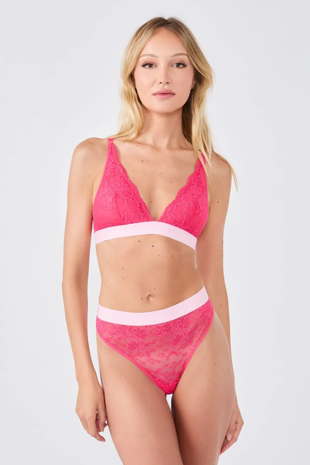 Best ETAM Tanga de encaje x Lemonade Dolls FUSHIA