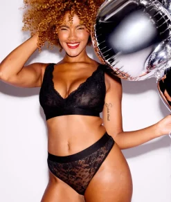 Clearance ETAM Tanga de encaje x Lemonade Dolls NOIR