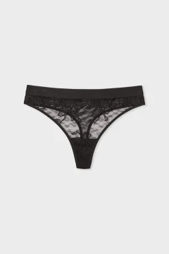 Clearance ETAM Tanga de encaje x Lemonade Dolls NOIR