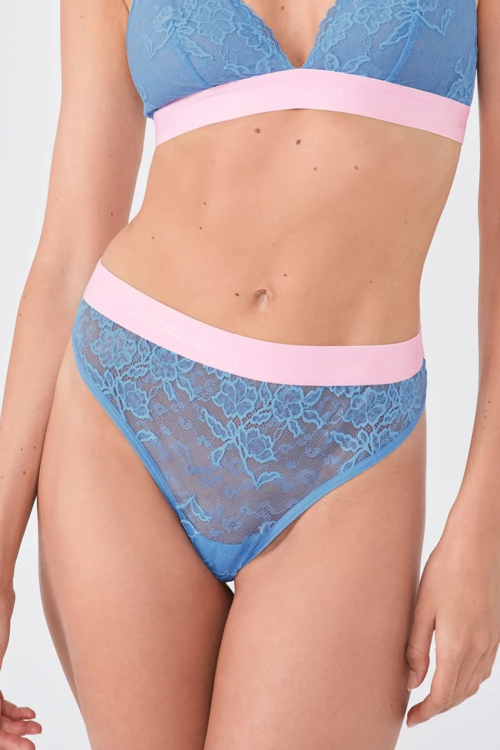 Best ETAM Tanga de encaje x Lemonade Dolls BLEU