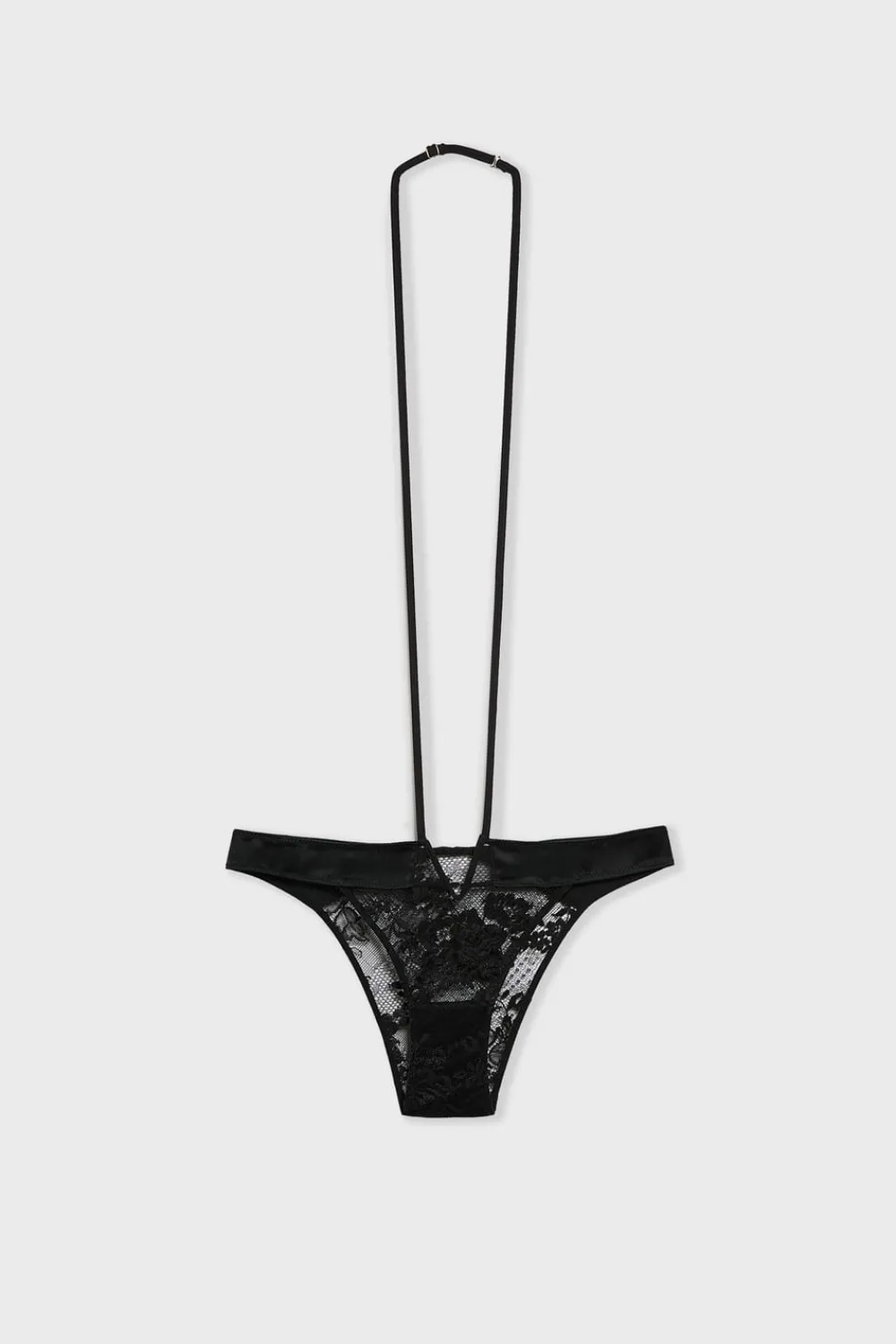 Discount ETAM Tanga de encaje francés NEGRO
