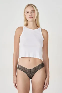 Online ETAM Tanga de encaje tejid brillante O