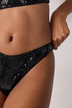 Discount ETAM Tanga de lentejuelas NEGRO