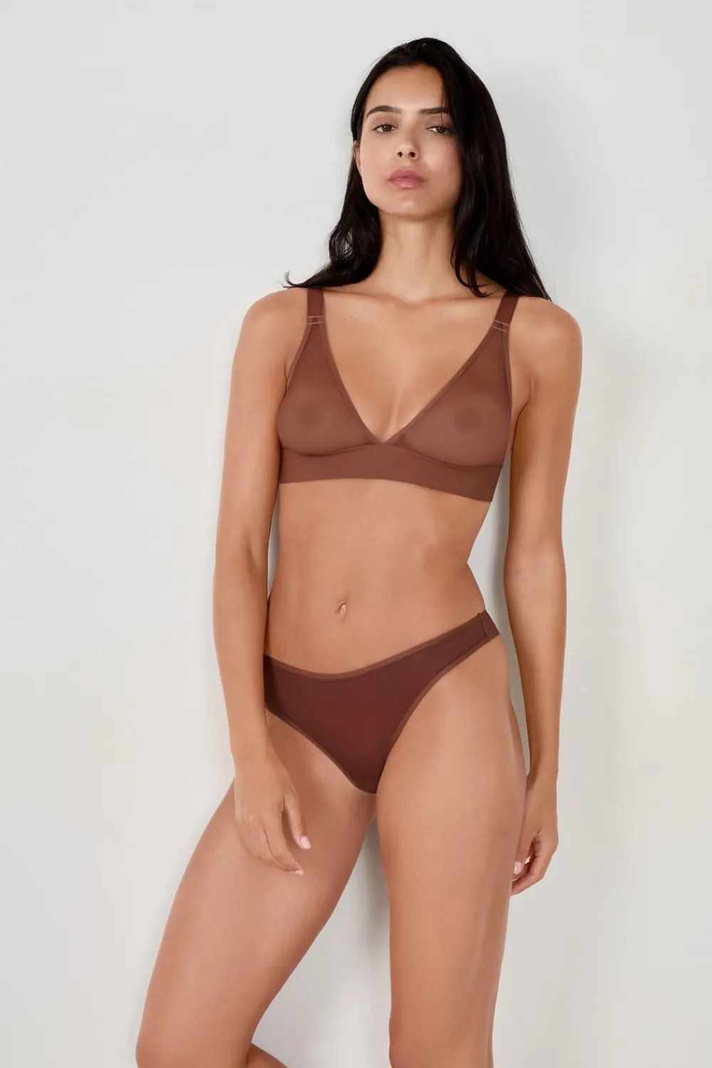 Hot ETAM Tanga de malla MARRÓN