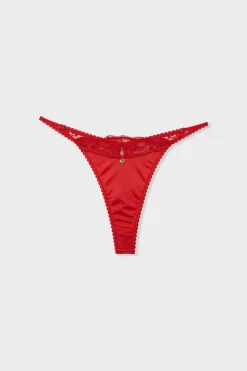 Sale ETAM Tanga de microfibra ROJO