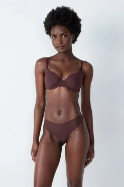 Best ETAM Tanga de microfibra CHOCOLATE