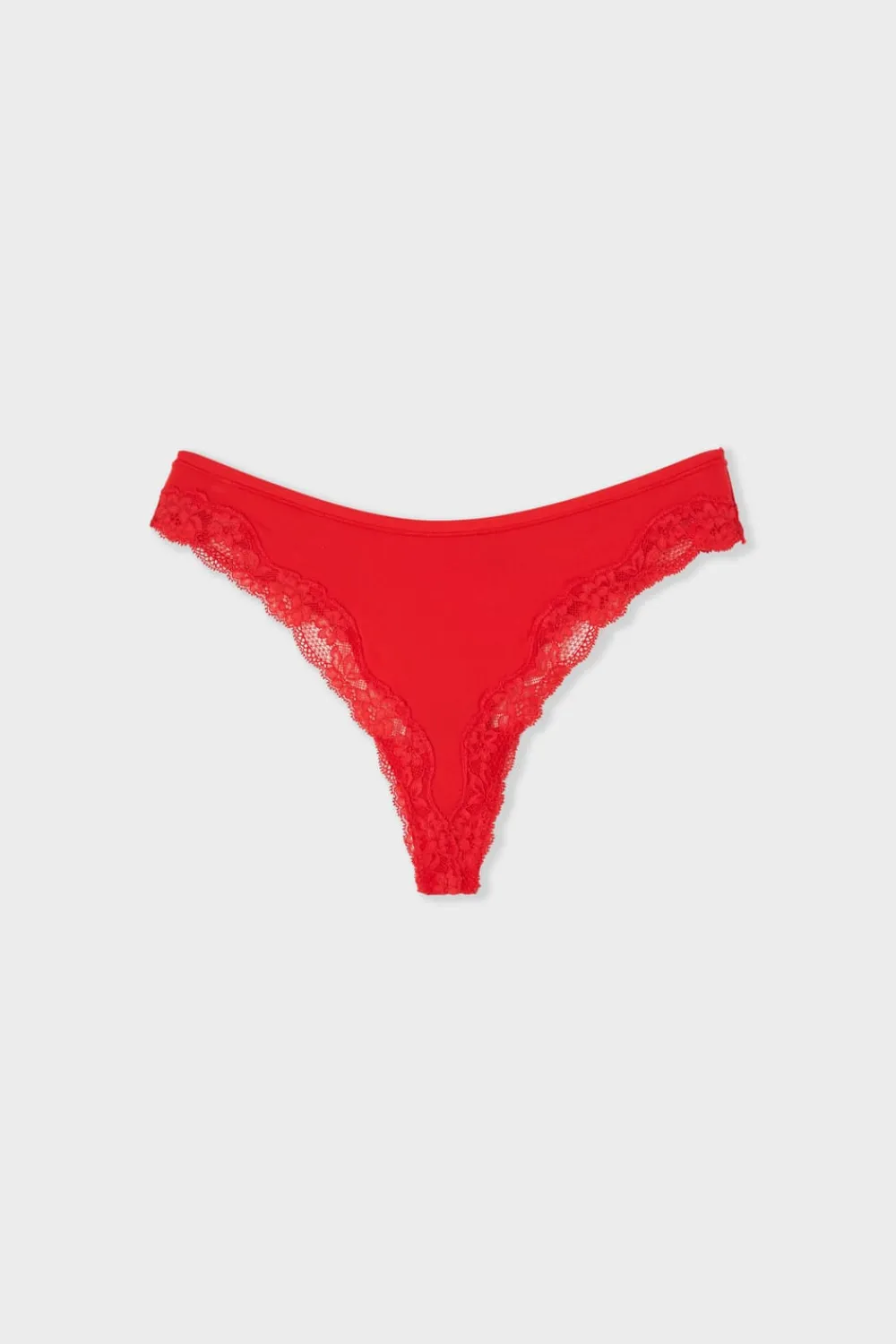 Discount ETAM Tanga de microfibra con detalles de encaje ROJO
