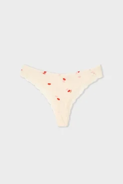 Hot ETAM Tanga de microfibra con estampado de besos IMP FOND ROSA