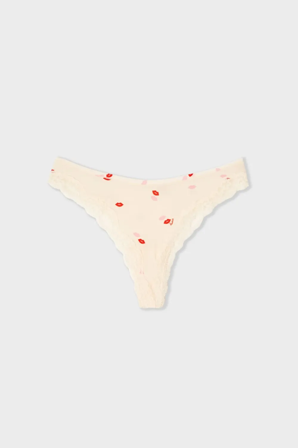 Hot ETAM Tanga de microfibra con estampado de besos IMP FOND ROSA