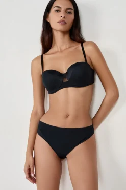 Sale ETAM Tanga de microfibra satinada NEGRO