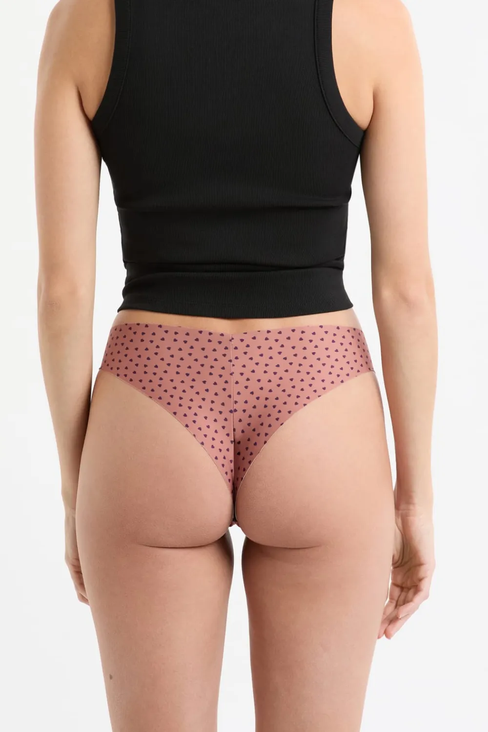 Best ETAM Tanga de microfibra sin costuras con motivos de corazones MARRÓN