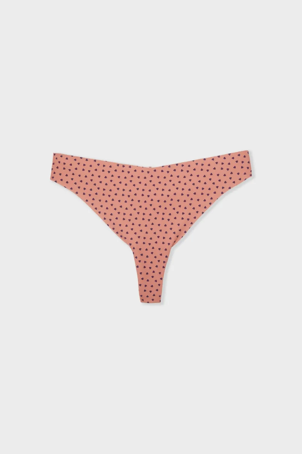 Best ETAM Tanga de microfibra sin costuras con motivos de corazones MARRÓN