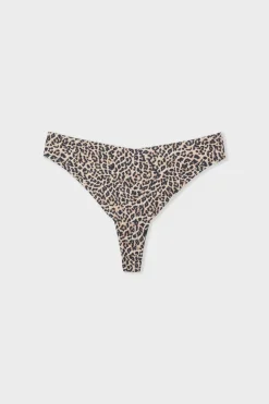 Best ETAM Tanga de microfibra sin costuras con estampado de leopardo IMP FD MARRÓN