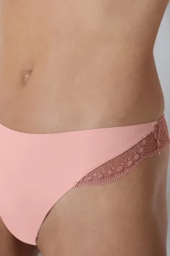 Online ETAM Tanga de microfibra y encaje ROSA