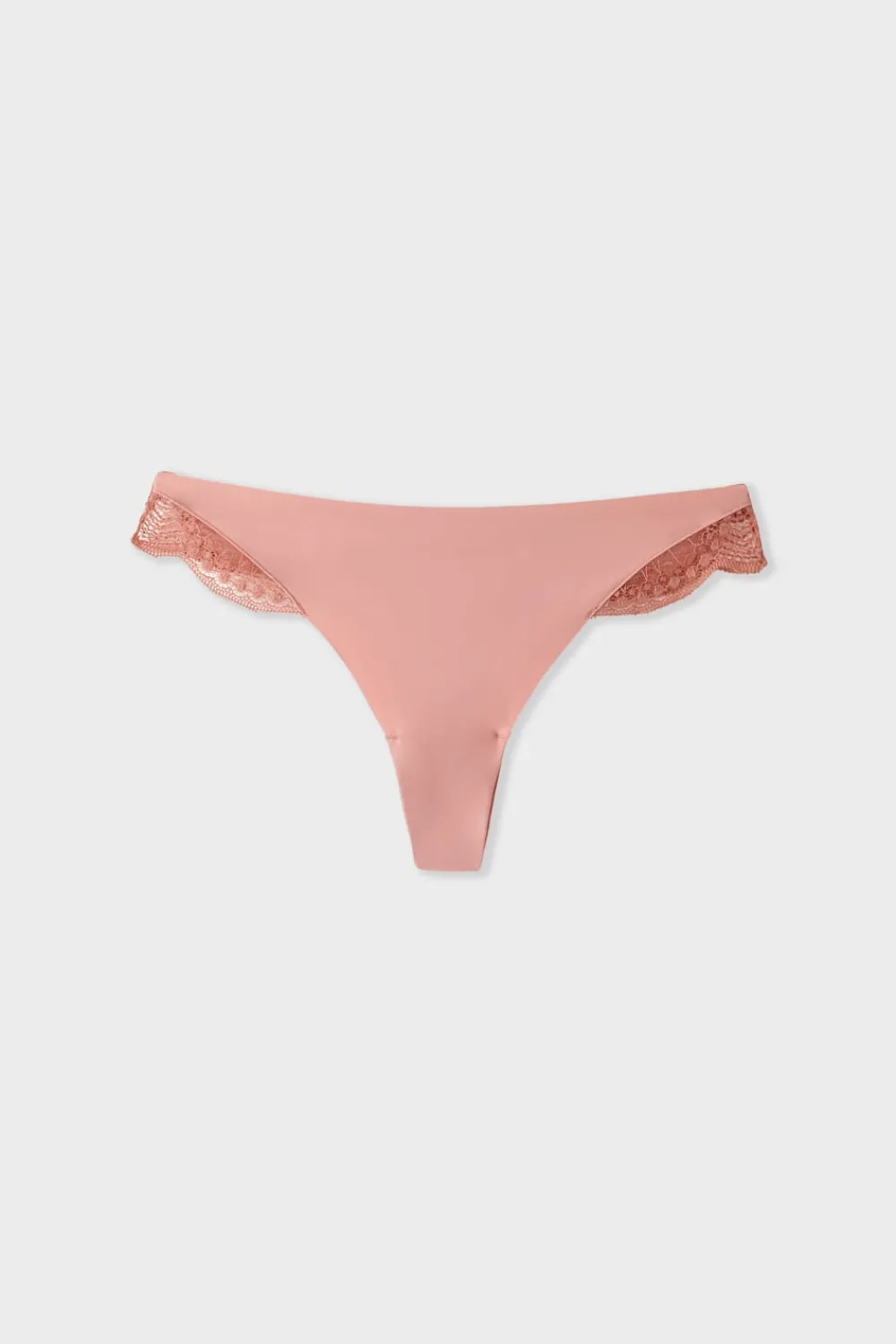 Online ETAM Tanga de microfibra y encaje ROSA