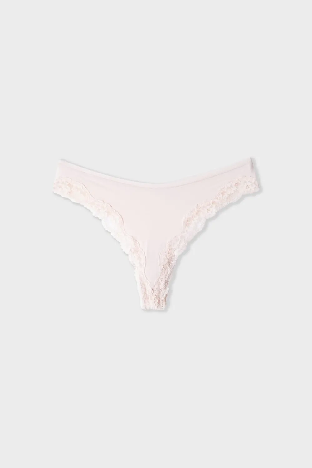 New ETAM Tanga de microfibra y encaje ROSA EMPOLVADO