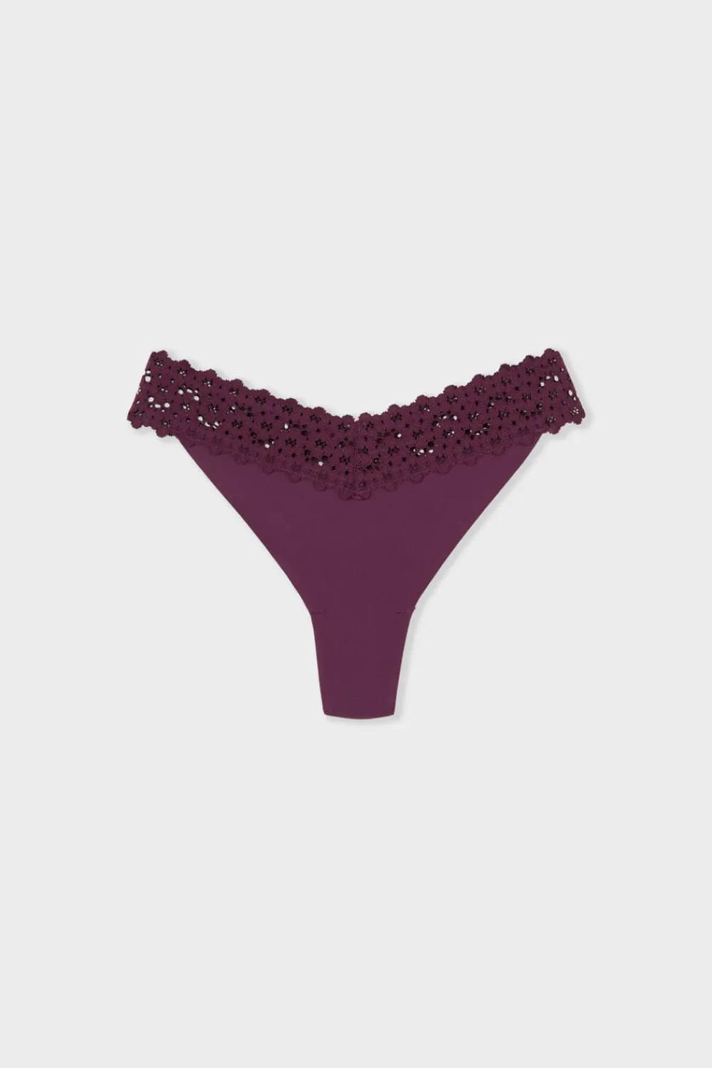 Hot ETAM Tanga de microfibra y encaje MORADO