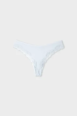 Hot ETAM Tanga de microfibra y encaje AZUL CIELO