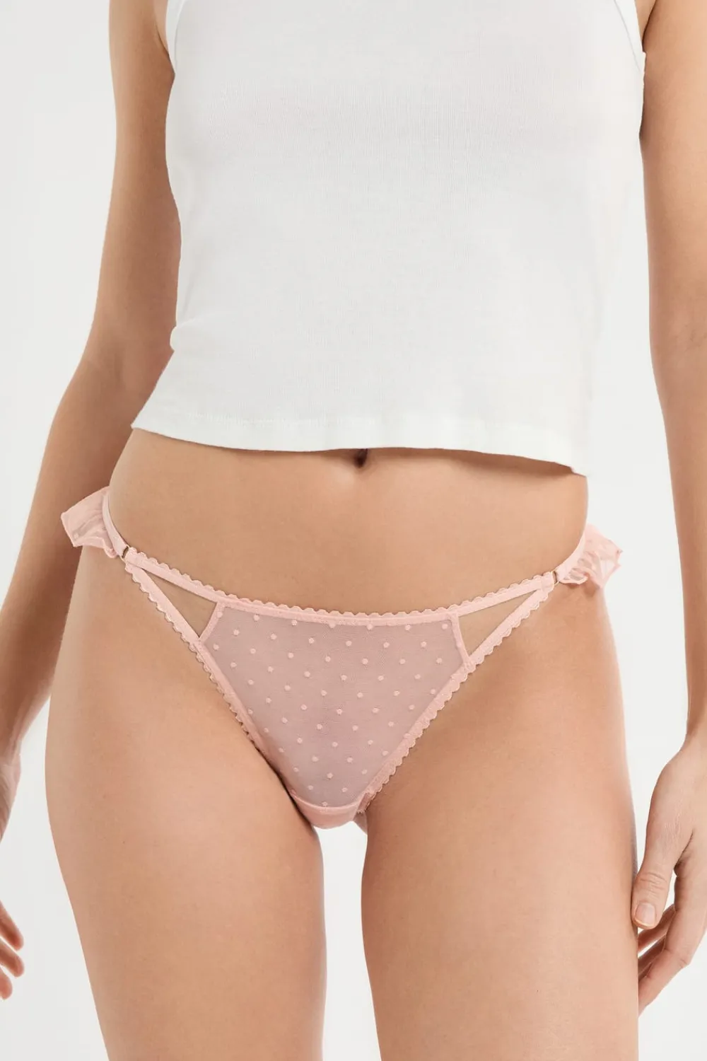 Discount ETAM Tanga de tul ROSA EMPOLVADO