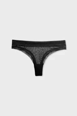 Online ETAM Tanga de tul NEGRO