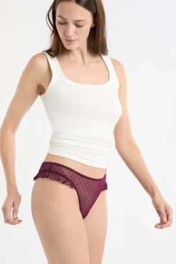 New ETAM Tanga de tul MORADO