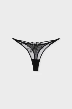 Sale ETAM Tanga de tul NEGRO