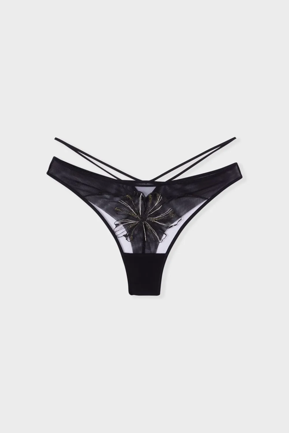 Sale ETAM Tanga de tul NEGRO