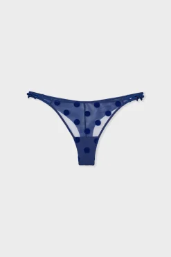 Outlet ETAM Tanga de tul bordado ÍNDIGO
