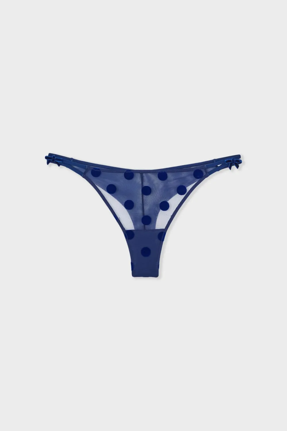 Outlet ETAM Tanga de tul bordado ÍNDIGO