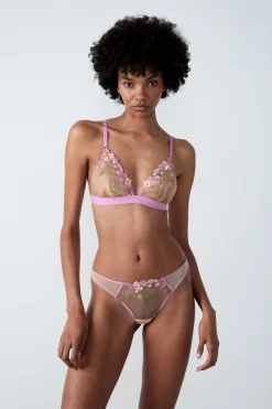 Discount ETAM Tanga de tul bordado LILA